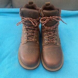 Justin Boots Women's Brown Ankle Steel Toe Booties